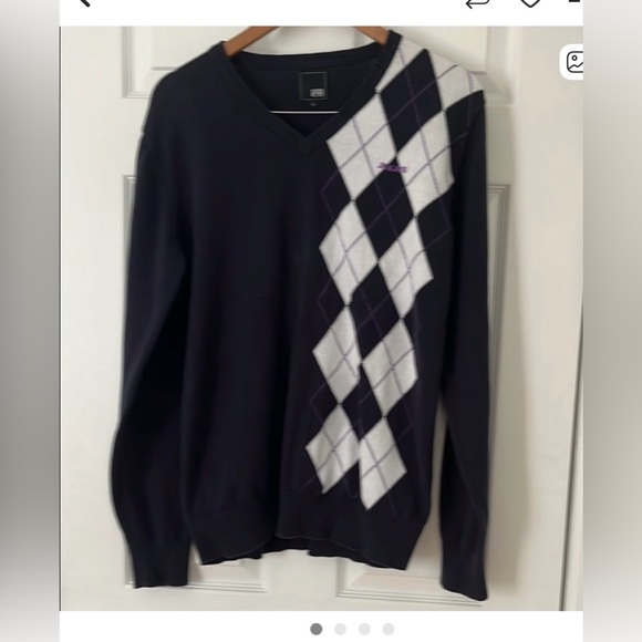 Jack & Jones Other - Jack & Jones Navy and White Argyle V-Neck Sweater